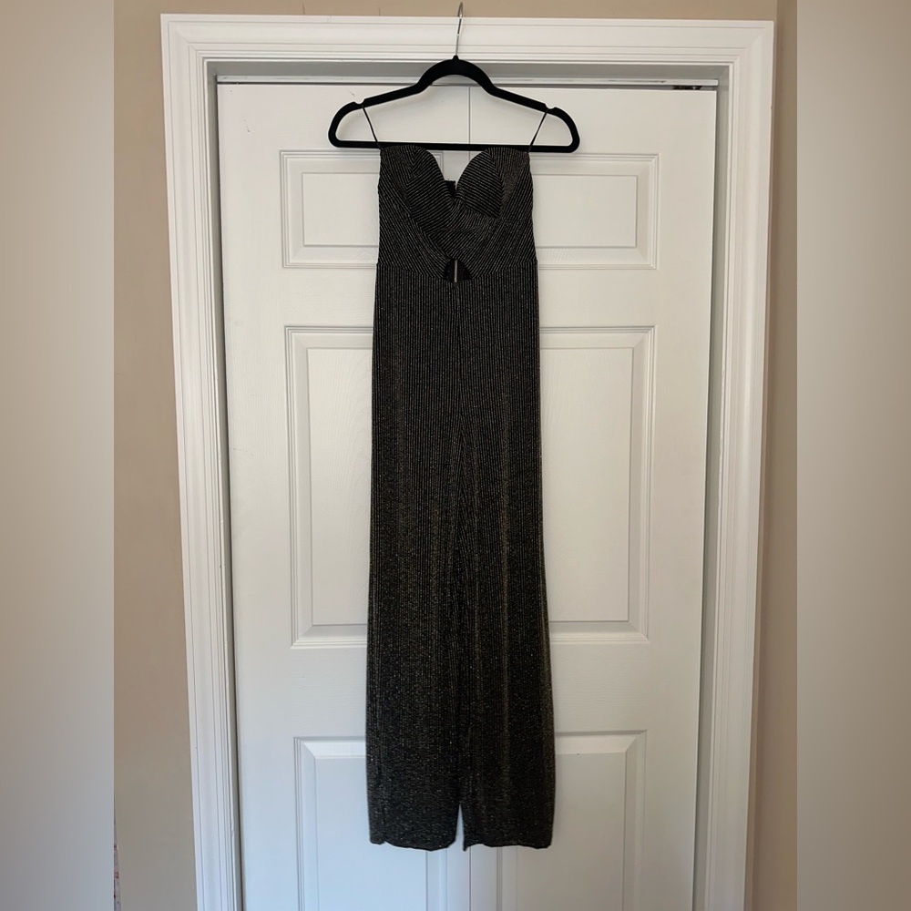 Black strapless sparkle jumpsuit
